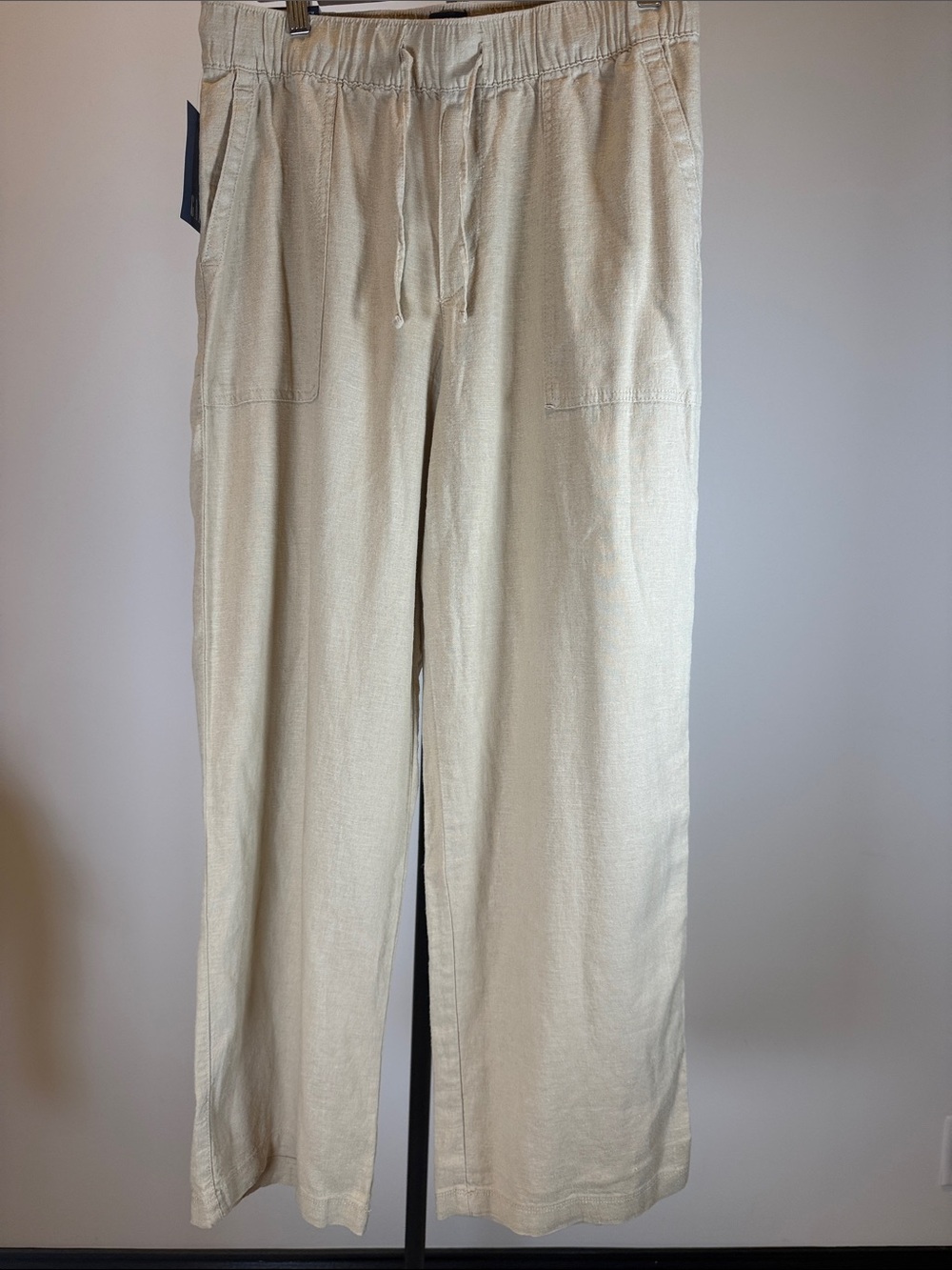 GAP Drawstring Linen Blend Wide-Leg Pants Cream | Size S